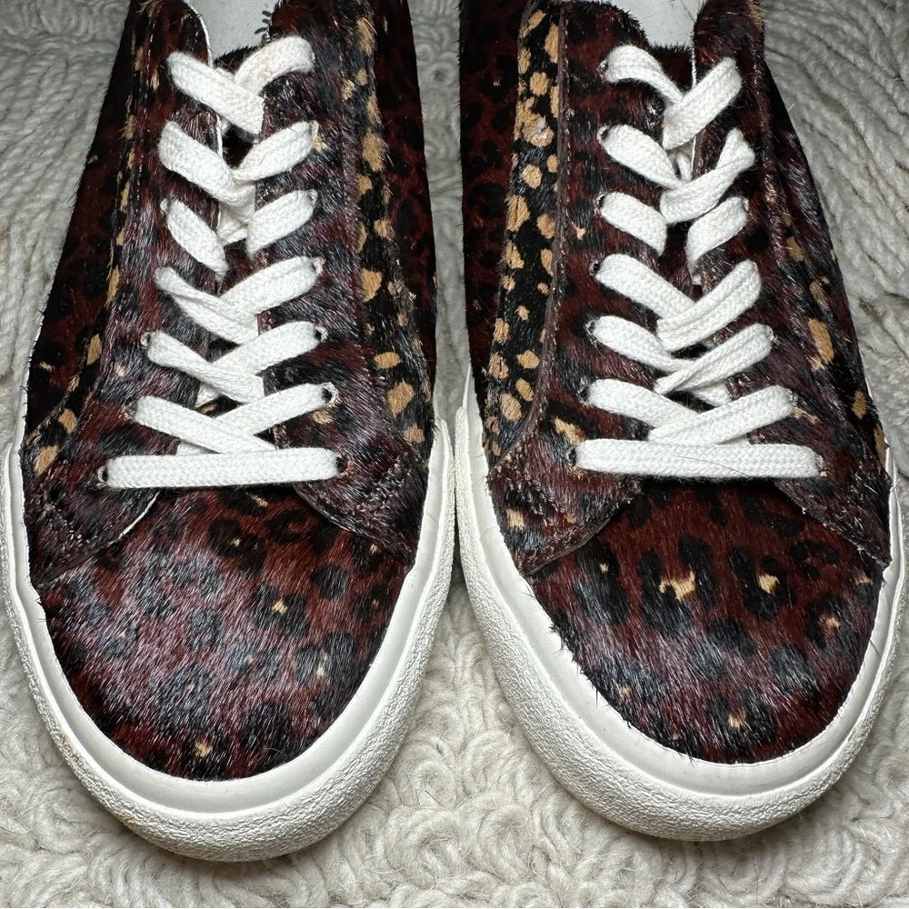 MADEWELL brown leopard colorblock calf hair Sidewalk low-top sneakers 6 NEW